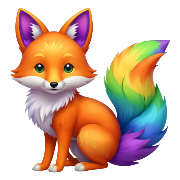 rainbow fox with three tails sticker