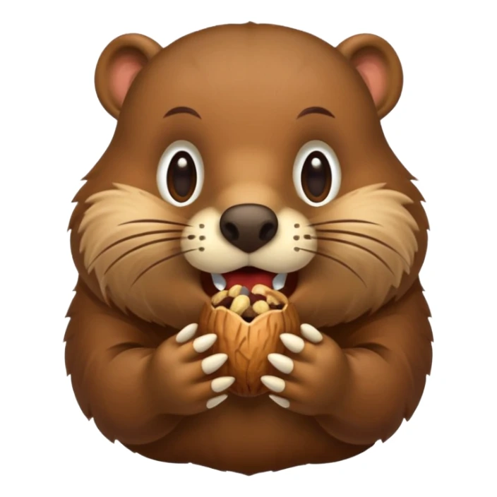 A beaver with nuts stuffed in his mouth sticker
