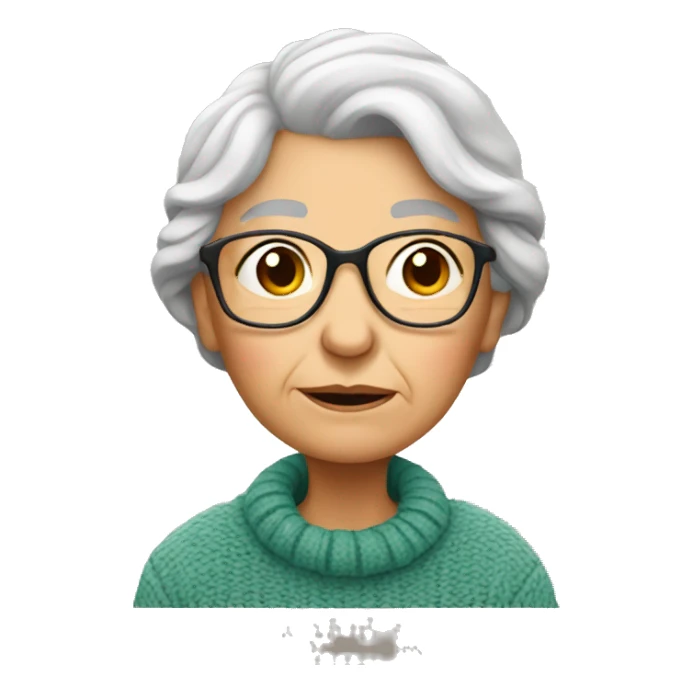 thoughtful old woman in sweater sticker