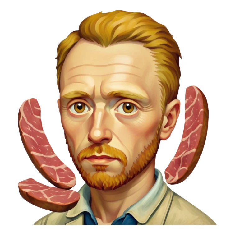 van gogh painting a spam meat art  sticker