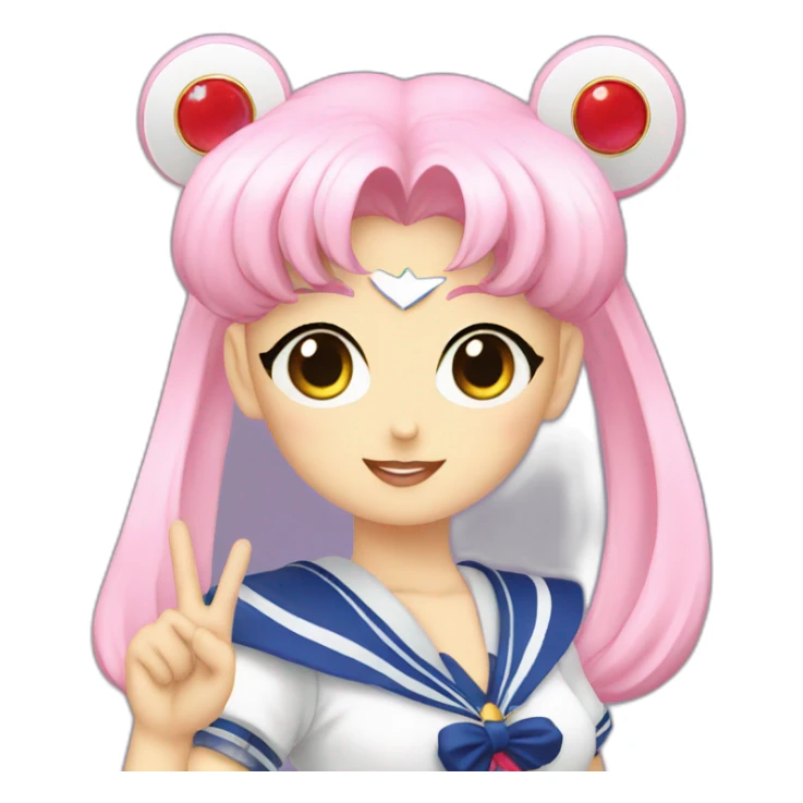 sailor moon putting a peace sign up sticker