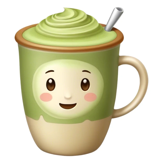 Matcha latte in realistic beige colored mug sticker