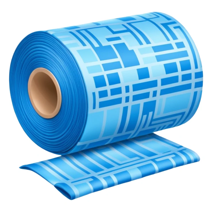blue roll of fabric with digital pattern, smart fabric, high-tech texti sticker