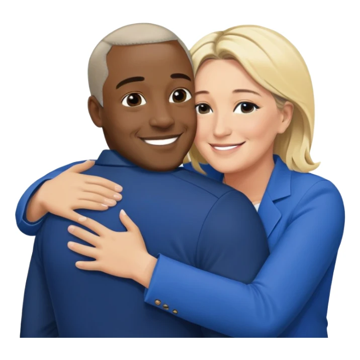 Marine le Pen hugging a black man sticker