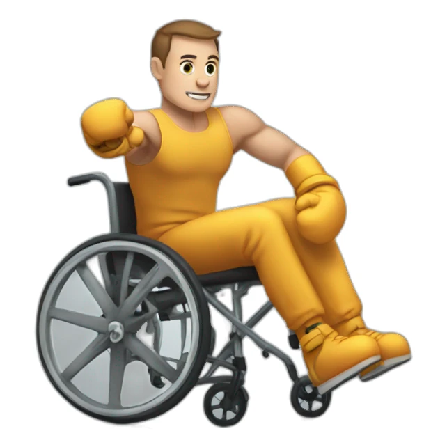 Guy on a wheelchair in boxin gloves sticker