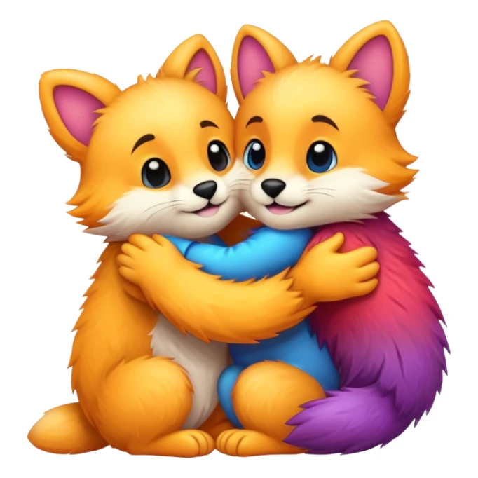 2 furry cartoons hugging sticker