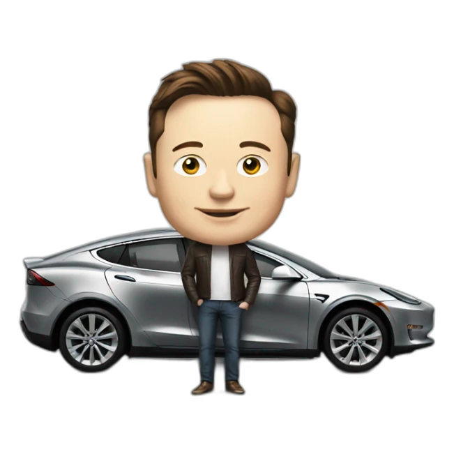 Elon musk with a car sticker