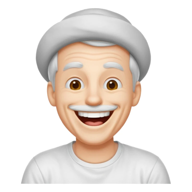 Goofy man with white tshirt laughing sticker