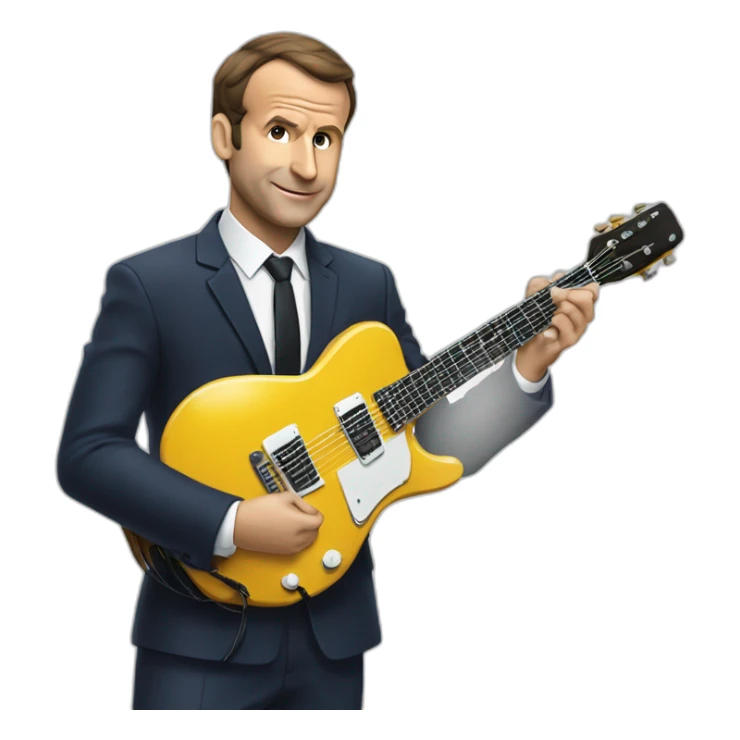 macron qui joue de la guitare électrique sticker