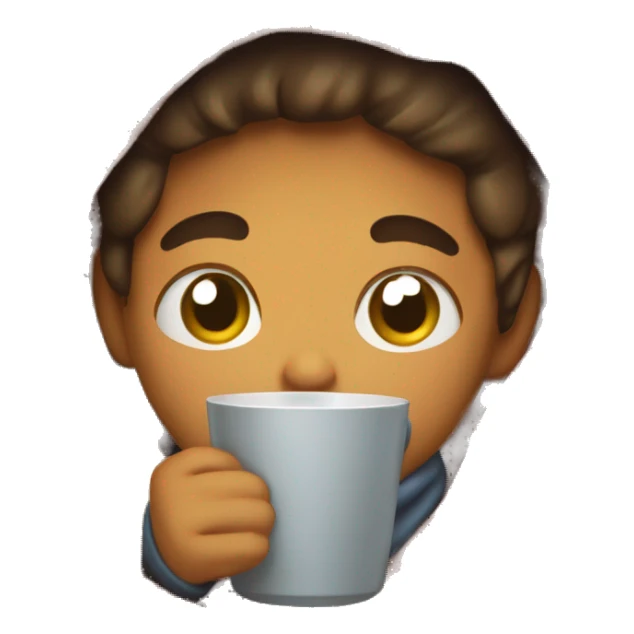 Boy inside a blanket sipping coffee eyes closed sticker