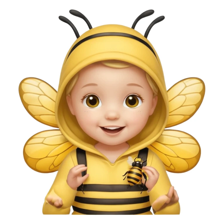 baby girl with pacifier dressed as a bee sticker