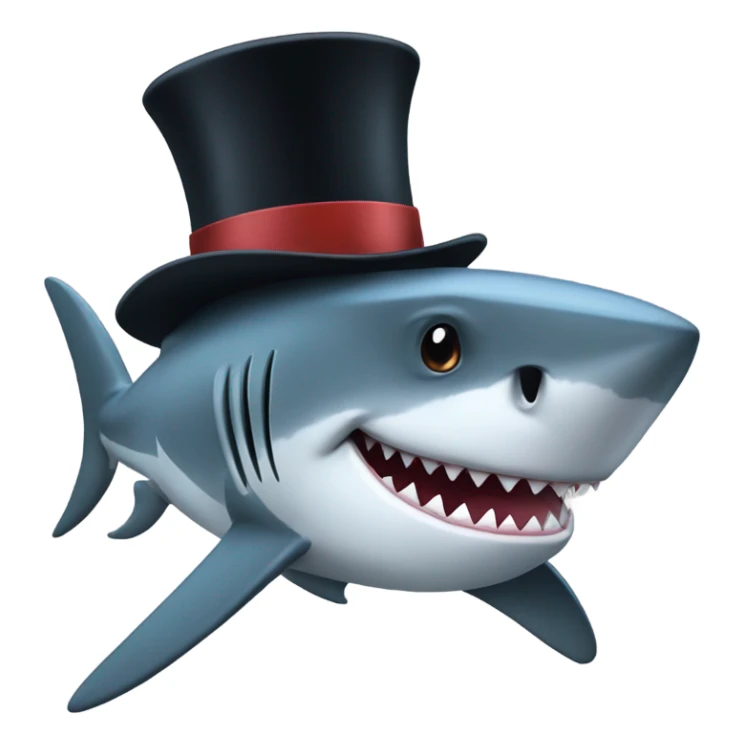 Shark with a top hat sticker
