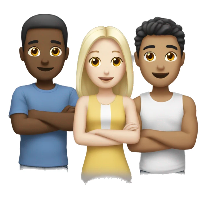 three white and asian friends sticker