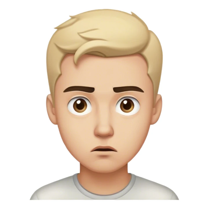 A handsome young man stands with a puzzled expression, his eyebrows slightly furrowed as he tries to make sense of something. His well-defined features and sharp jawline add to his charm, even in his moment of confusion. His deep eyes wander, searching for answers sticker