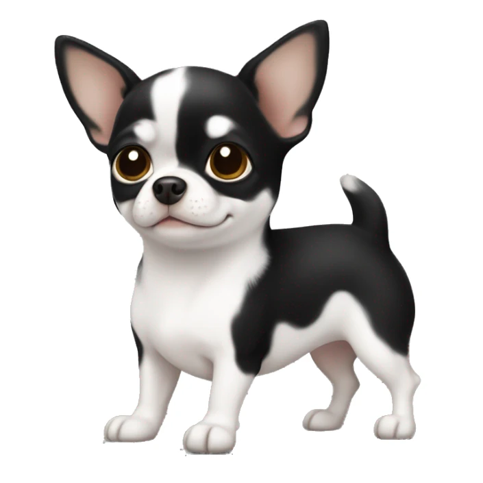 black and white dog chihuahua chubby  sticker
