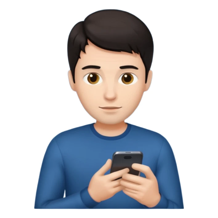 Dark haired man scrolling on his phone sticker