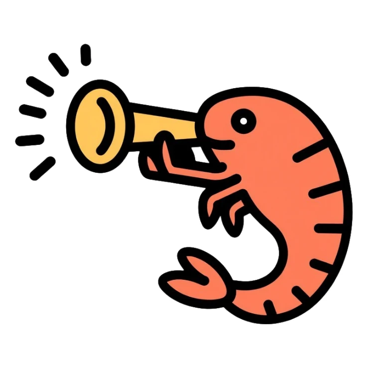 small shrimp plays the trumpet sticker