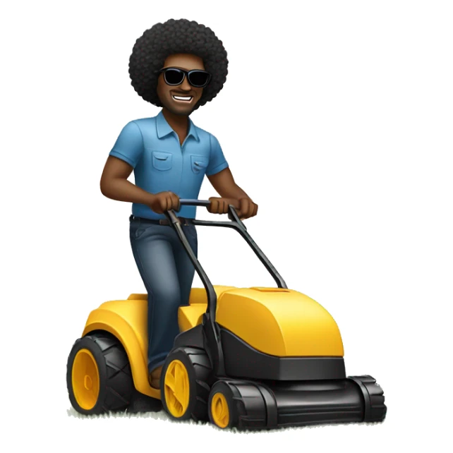 Black man with afro and sunglasses mowing sticker