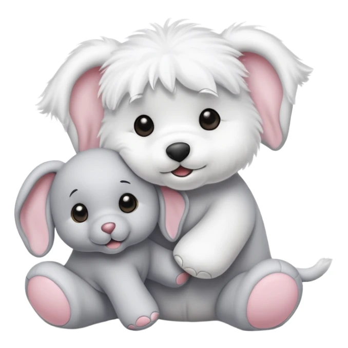 Maltes jugando con peluche de elefante sticker