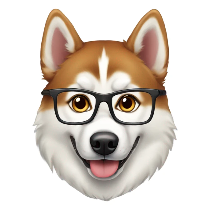 Red Siberian husky with glasses sticker
