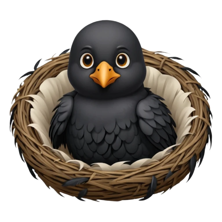baby crow in nest sticker