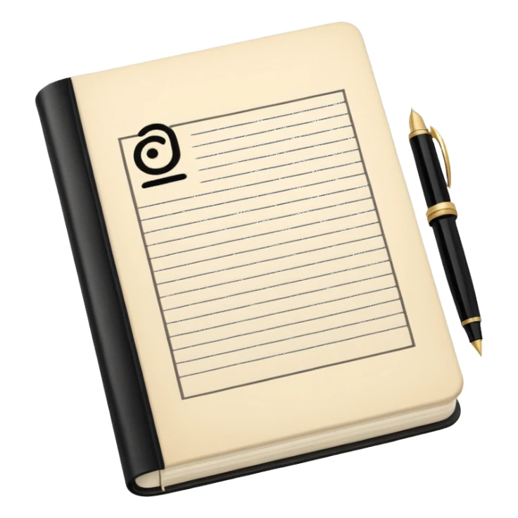 open notebook with fancy “A” on the page sticker