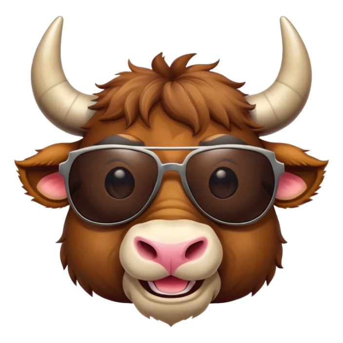 friendly anthropomorphised bull head wearing sunglasses sticker