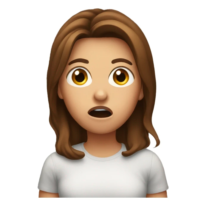 shocked face with brown hair sticker