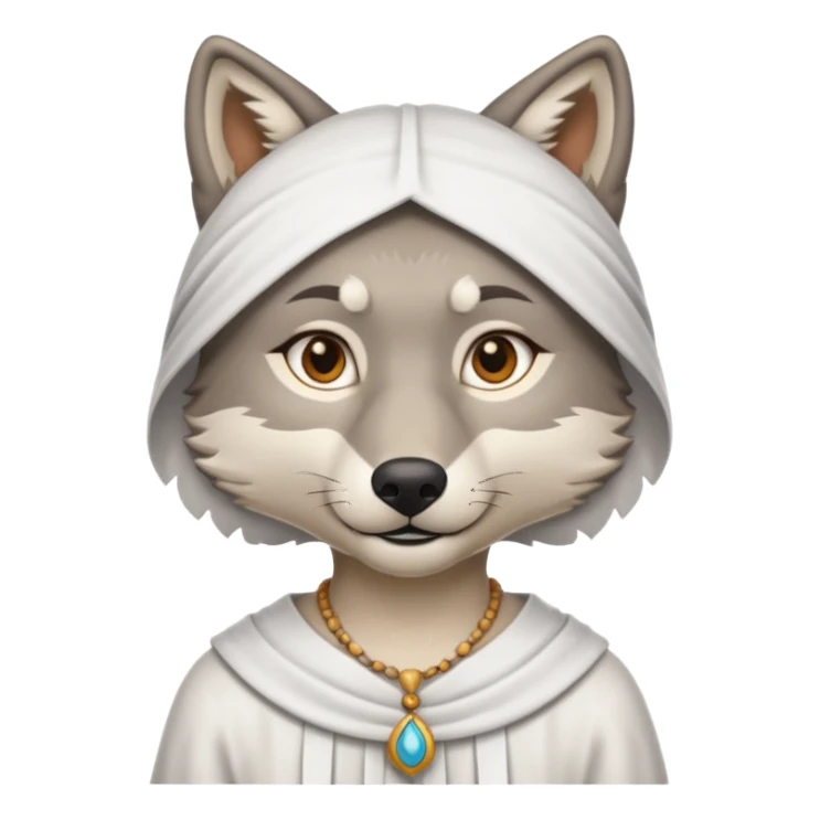 gray wolf in a traditional white dishdasha sticker