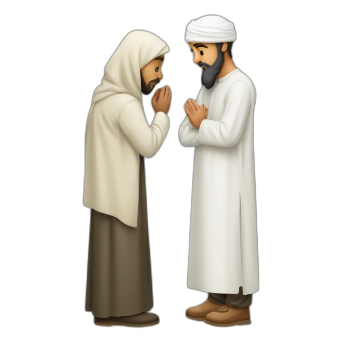 Sad Muslim confiding in an imam sticker