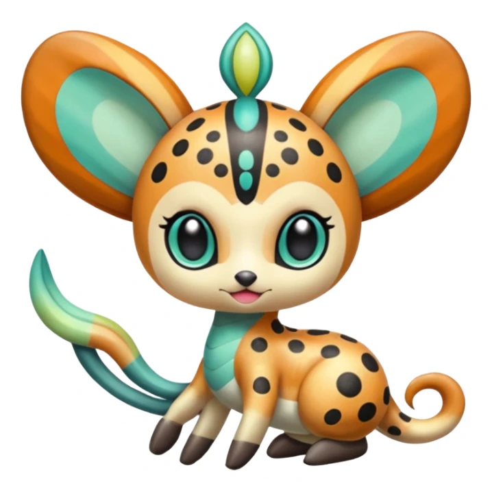 Colorful Exotic Tropical Striped Spotted Dotted dusted Glossy Shiny Meloetta-Vernid-Trico-Kirby-Fakémon-creature-hybrid sticker