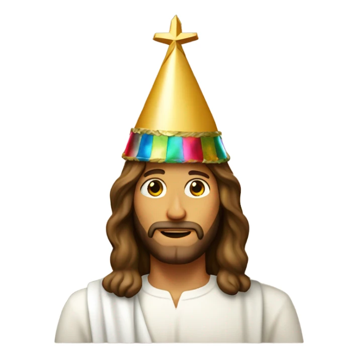 Jesus Christ wearing party hat sticker