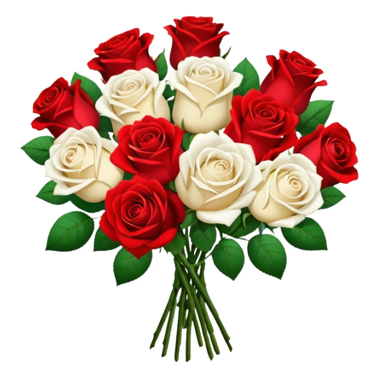 White rose and red rose bouquet sticker
