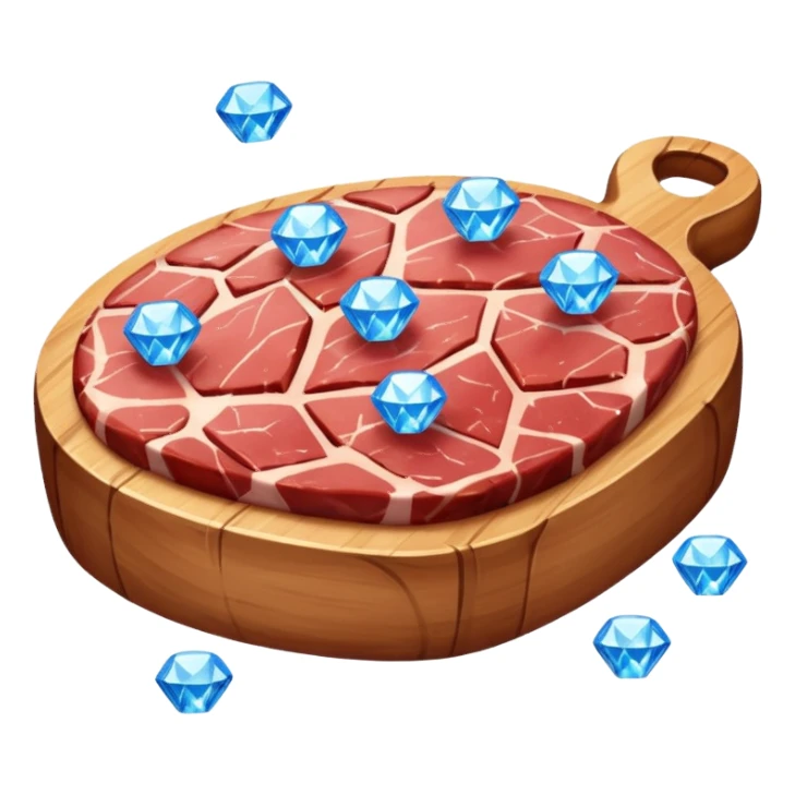 Meat with diamond textur and blue color sticker