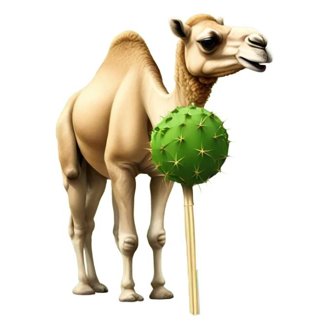 Camel eating cactus ball on stick sticker
