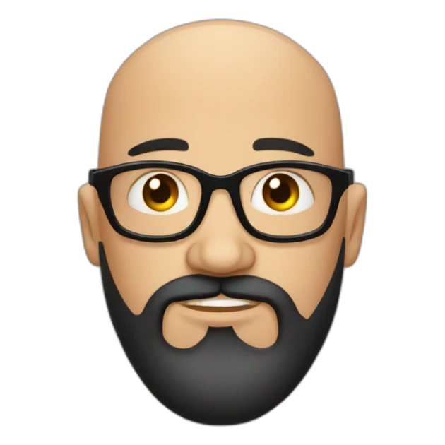 bald headed spanish guy chubby face full black beard and thin round glasses sticker