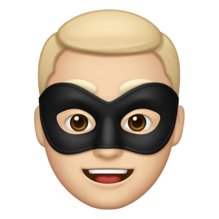 criminal emoji with mischievous expression and black mask sticker