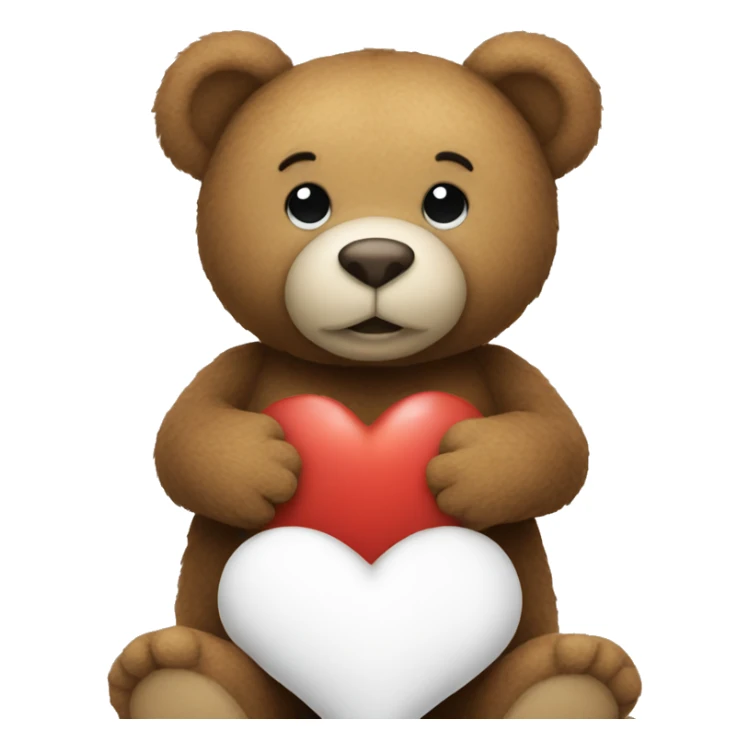 Teddy bear holding a white heart sticker
