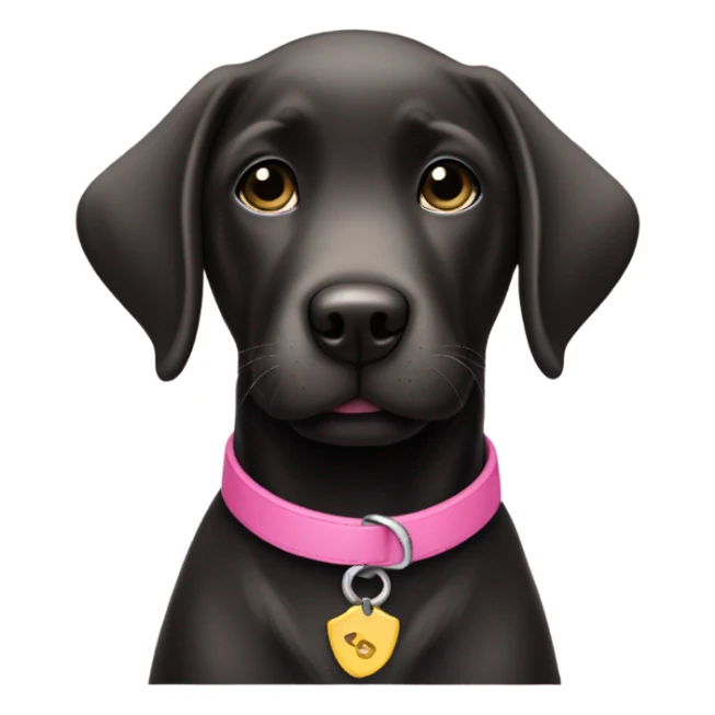 Black lab puppy with pink collar sticker