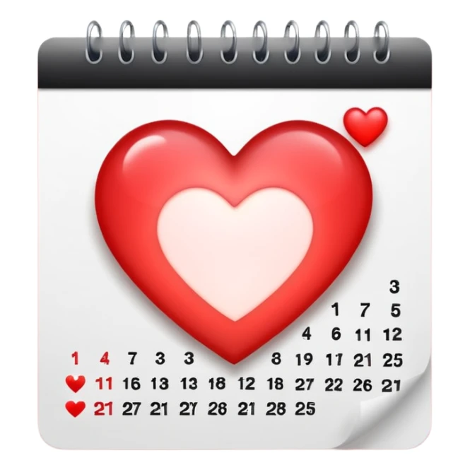 calendar page with a glowing heart sticker