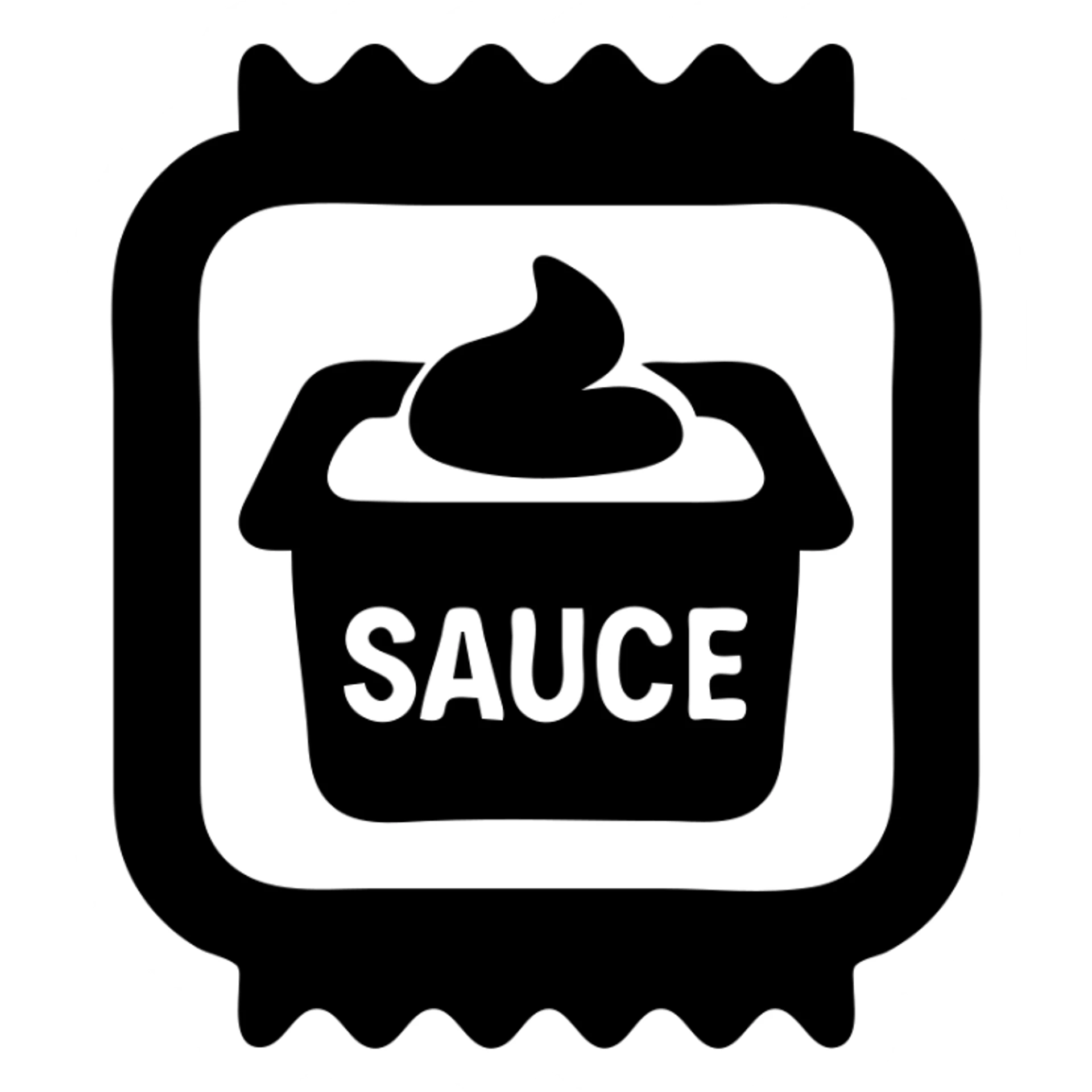 A sauce in a fast food packaging sticker