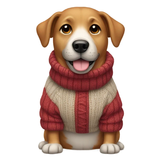 Dog wearing a winter sweater sticker