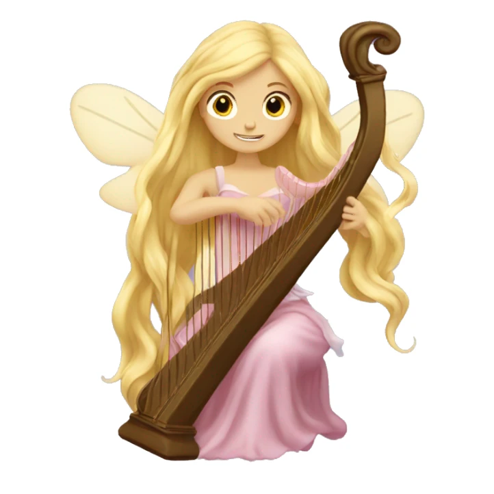 Long haired blonde fairy playing the harp sticker