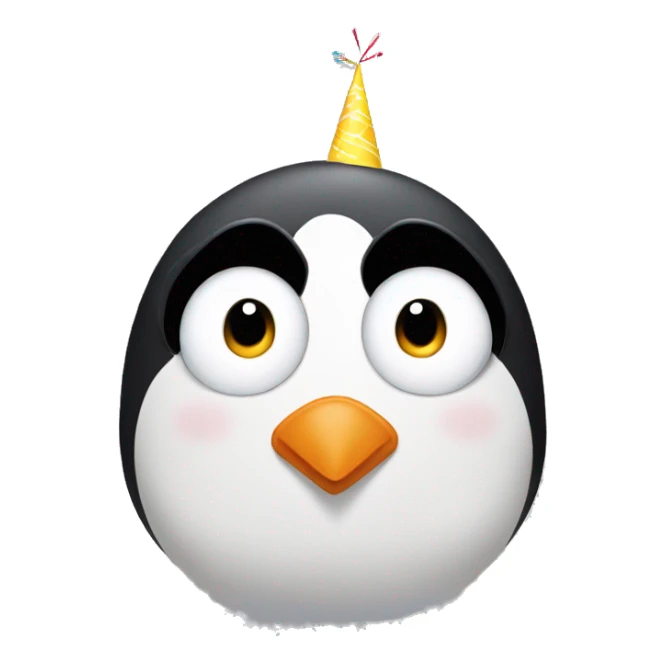Combine penguin with birthday party face sticker