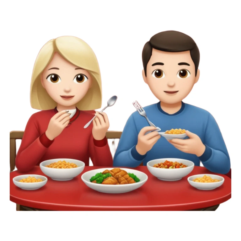 ligth couple having dinner at a Chinese restaurant sticker