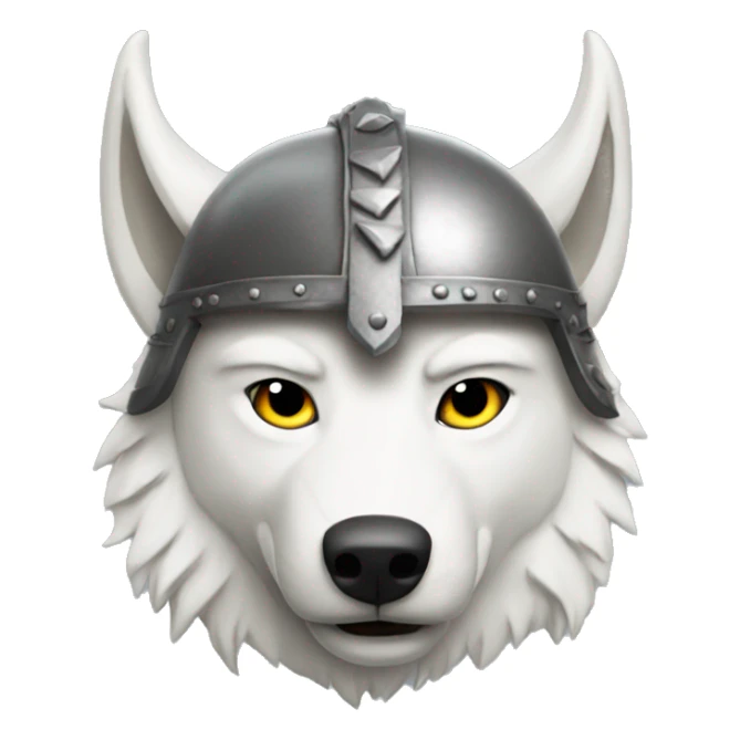 White wolf wearing a viking helmet sticker