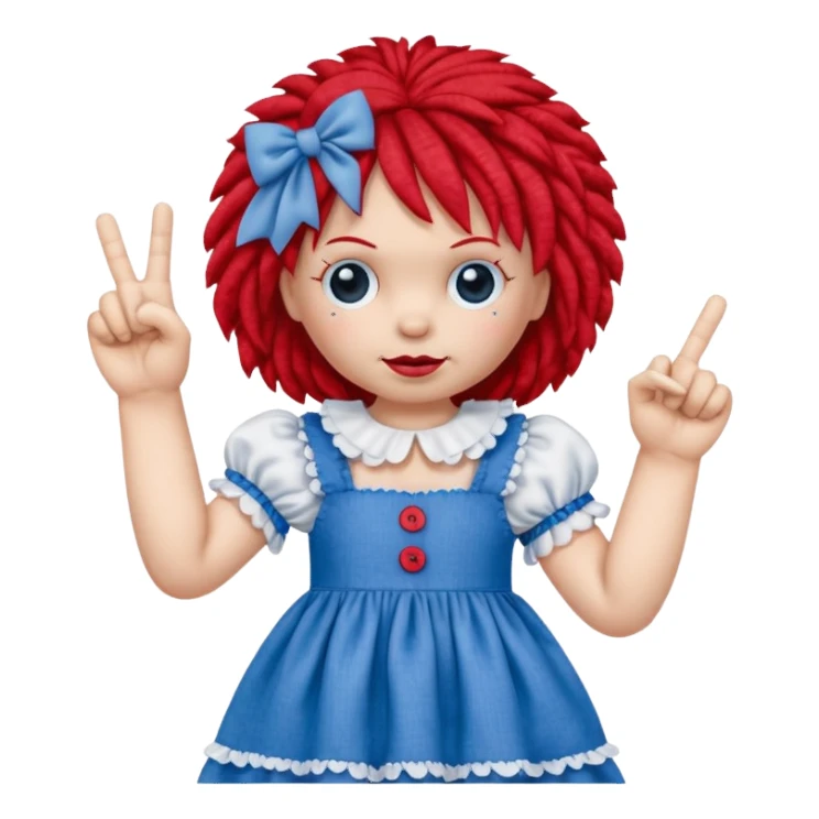raggedy ann doll showing middle finger  sticker