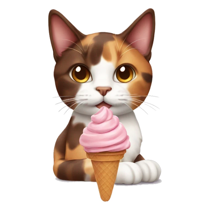 calico cat with chocolate icecream  sticker
