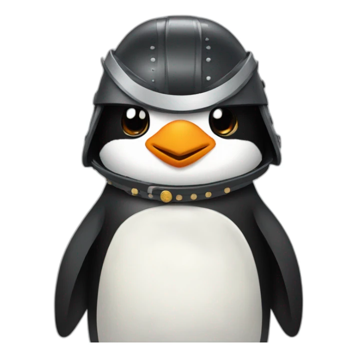 penguin with face wearing samurai helmet sticker
