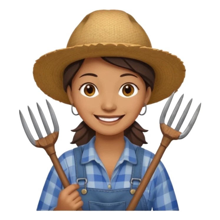 farmer woman with pitchfork sticker